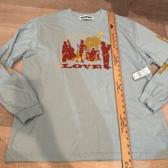 PACSUN PLAYBOY MENS BLUE LONG SLEEVE T SHIRT NEW XL - Picture 4 of 9